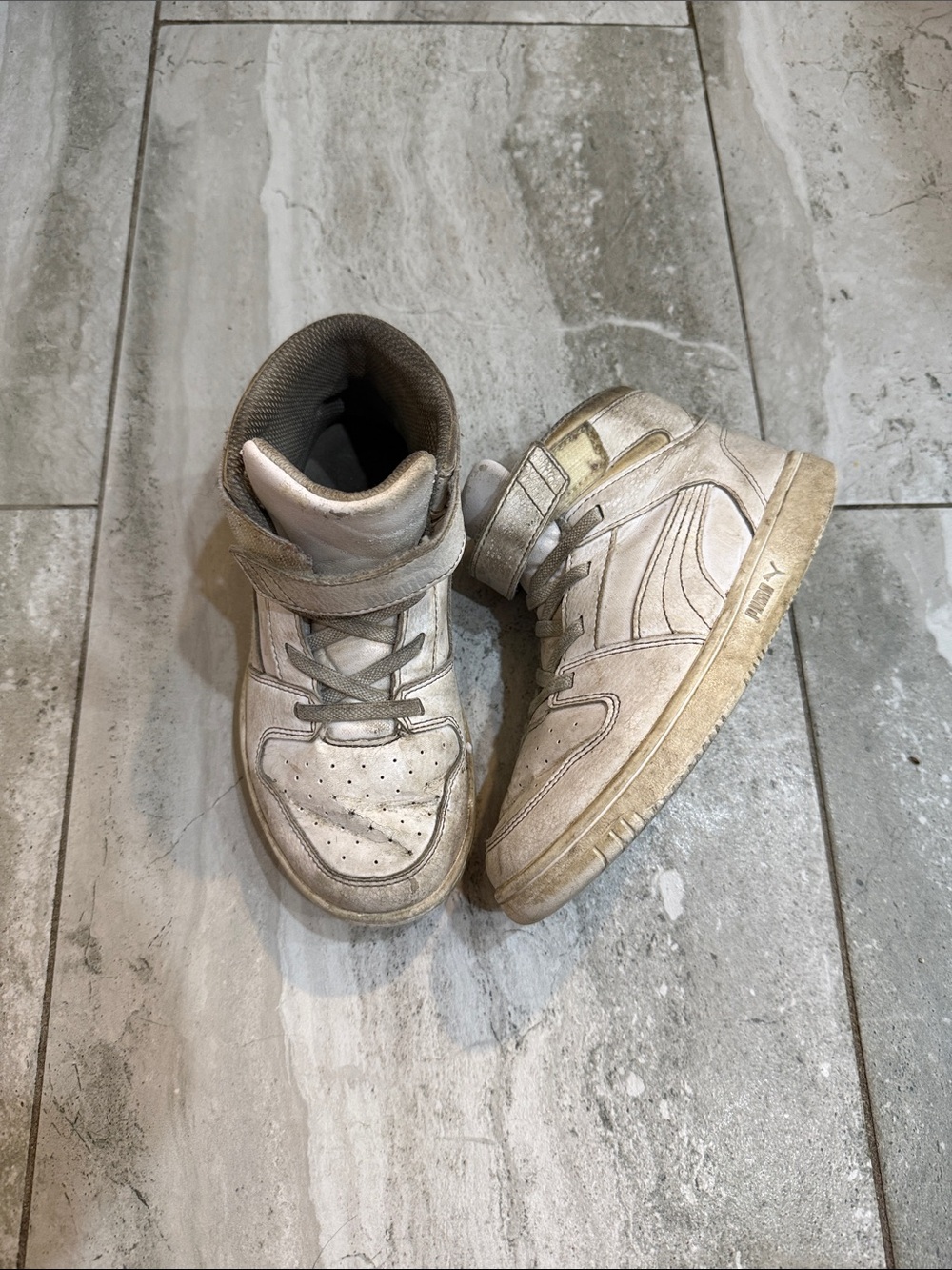 Puma Kids High-Top Sneakers in Cream/Beige